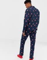 Thumbnail for your product : ASOS DESIGN TALL mr & mrs Holidays woven pyjama set with nutcracker design