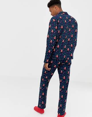 ASOS DESIGN TALL mr & mrs Holidays woven pyjama set with nutcracker design