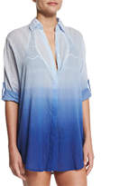 Thumbnail for your product : Letarte Midnight Waves Ombre Button-Down Coverup