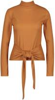 Thumbnail for your product : boohoo Petite Knitted Rib Roll Neck Tie Front Jumper