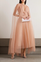 Thumbnail for your product : Monique Lhuillier Glittered Tulle Cape - Cream