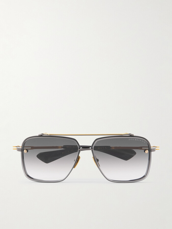 Dita Mach-Six Aviator-Style Gold-Tone and Rhodium Sunglasses