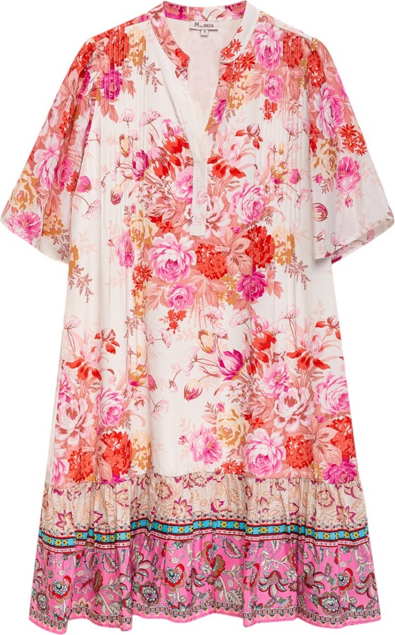 Niza White / Red Alaska Print Dress