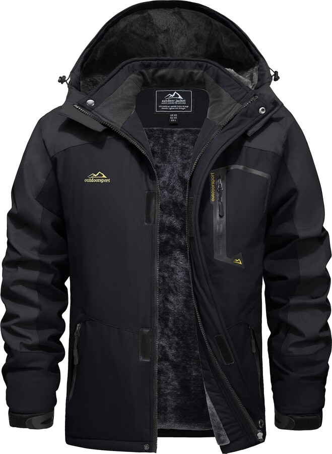 EKLENTSON Men's Jacket Winter Work Fleece Waterproof Ski Snow Jacket