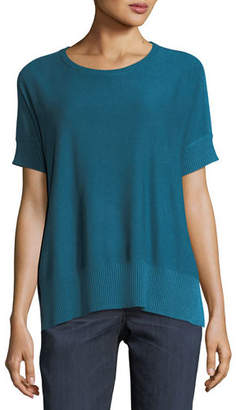 Eileen Fisher Sleek Short-Sleeve Stretch-Knit Top, Petite