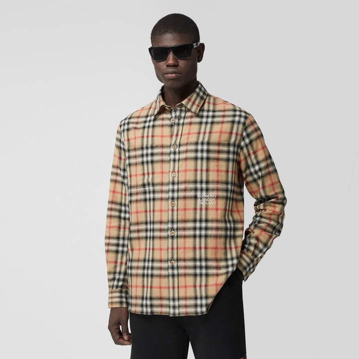 Burberry Ombre Check Cotton Flannel Oversized Shirt - ShopStyle