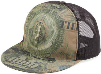 Givenchy Dollar-Print Flat-Billed Hat, Olive