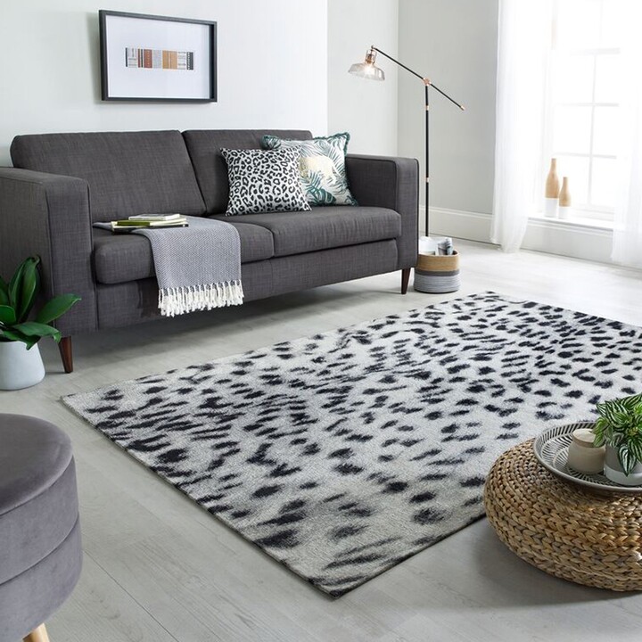 Dunelm Wilder Leopard Rug Black, White and Blue ShopStyle