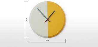 Split Wall Clock, Light Grey and Mustard