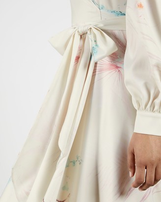 Ted Baker Floral Wrap Long Sleeve Midi Dress