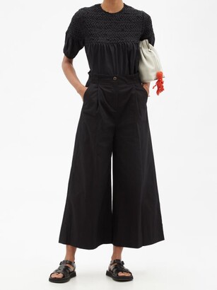 Merlette New York Sargent Cotton-blend Twill Wide-leg Trousers - Black