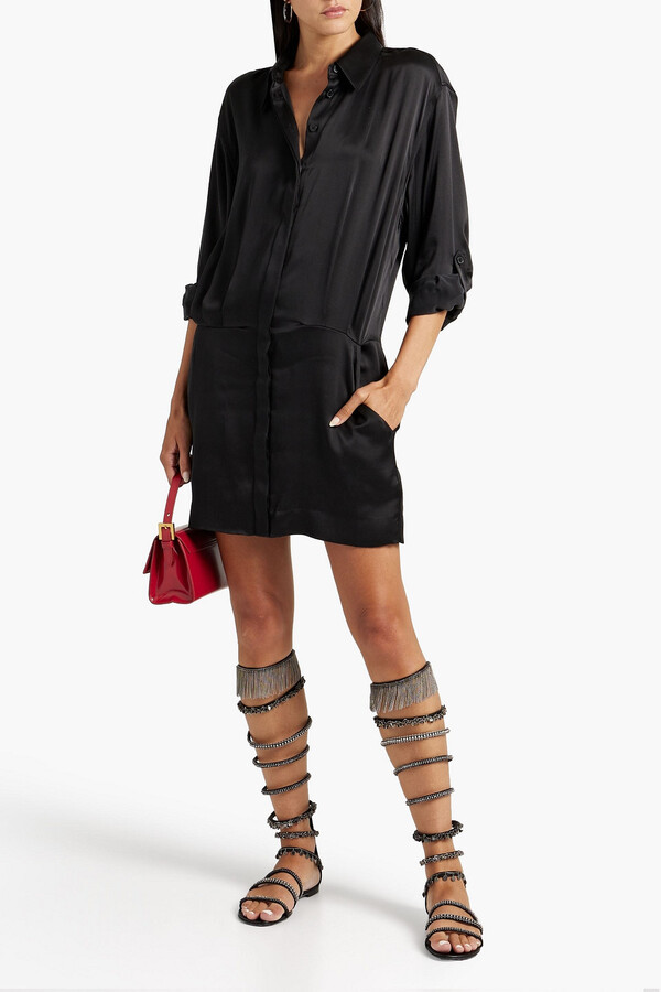 Equipment Claudette pleated silksatin mini shirt dress ShopStyle