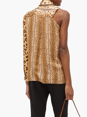 Hillier Bartley Leopard-print Pussy-bow One-shoulder Satin Top - Animal