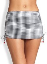 Thumbnail for your product : Karla Colletto Swim Side-Ruched Gingham Swim Skirt