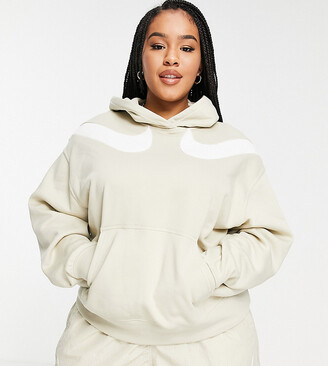 Nike Swoosh Plus oversized hoodie in rattan beige with double swoosh logo -  ShopStyle Tops