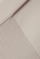 Thumbnail for your product : Theory One-sleeve Paneled Ribbed-knit Top - Taupe