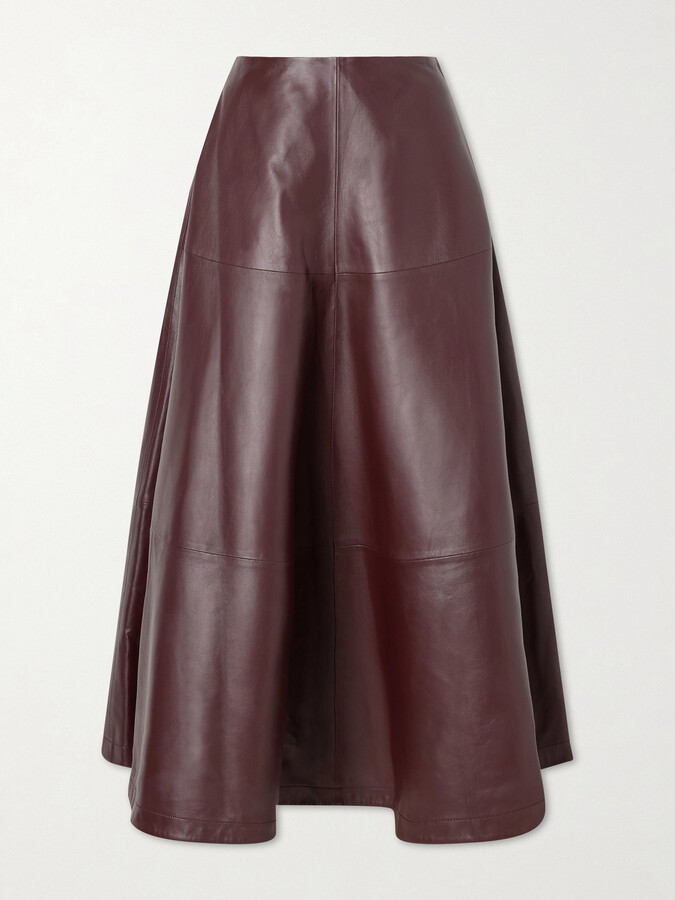 Altuzarra Varda Paneled Leather Midi Skirt - Burgundy
