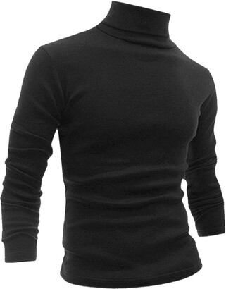 Sourcingmap Men's Turtleneck Top Slim Fit Long Sleeve Pullover Turtle Neck  Shirt Black XXL - ShopStyle
