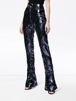 Thumbnail for your product : Halpern High Waist Sequin Flared Trousers