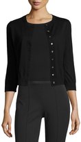 Thumbnail for your product : Michael Kors Three-Quarter-Sleeve Cashmere Cardigan Sweater, Black