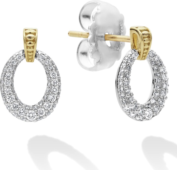 Lagos Caviar Luxe Diamond Pavé Frontal Hoop Earrings