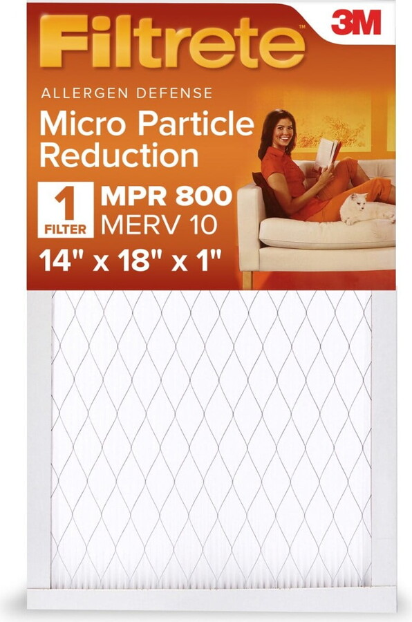 Filtrete 14x18x1 HVAC Furnace Air Filter, MPR 800 MERV 10, Micro Particle Reduction, 1 Filter