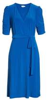 Thumbnail for your product : Eliza J Ruched Sleeve Faux Wrap Dress