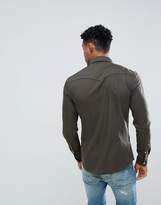 Thumbnail for your product : ASOS DESIGN skinny denim western shirt in khaki