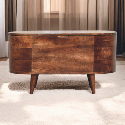 Artisan Furniture California Walnut Rounded Lid Up Blanket Box