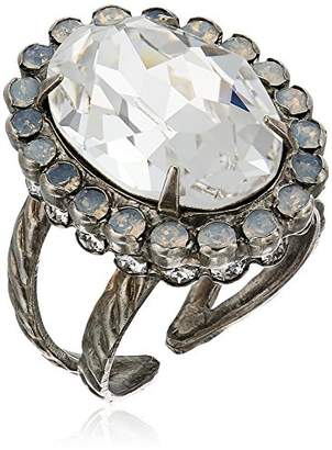 Sorrelli White Bridal Glamorous Oval-Cut Crystal Adjustable Ring