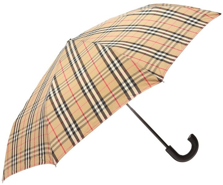 Womens Accessories Umbrellas Burberry Synthetic Umbrela Checkered Nylon in Beige Natural 