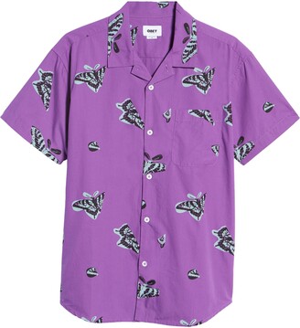 Obey Butterfly Slim Fit Short Sleeve Button-Up Shirt