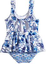 Thumbnail for your product : Seafolly Peplum One-Piece Tank Swimsuit, Blue/White, Girls' 0-7
