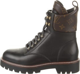 Louis Vuitton Printed Suede Combat Boots