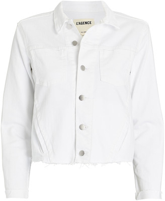 cropped white denim jacket