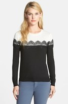 Thumbnail for your product : Vince Camuto Lace Trim Colorblock Sweater