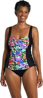 Maxine Of Hollywood Over The Shoulder Shirred Tankini Swimsuit Top