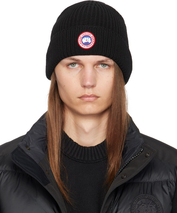 Canada Goose Black Rib Beanie ShopStyle Hats