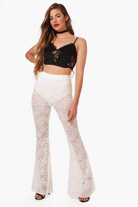 boohoo Roselle Flared Lace Trousers