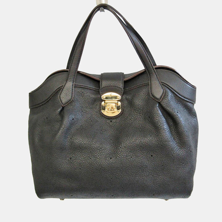 Louis Vuitton Black Monogram Mahina Leather Solar GM Hobo Bag