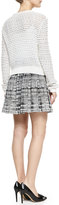 Thumbnail for your product : Alice + Olivia Cropped Novelty Stitched Cardigan with Pearl Buttons