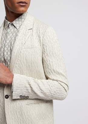 Emporio Armani Single-Breasted Blazer In Crinkle Jacquard
