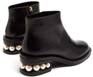 Nicholas Kirkwood Casati Faux Pearl Heeled Leather Ankle Boots - Womens - Black