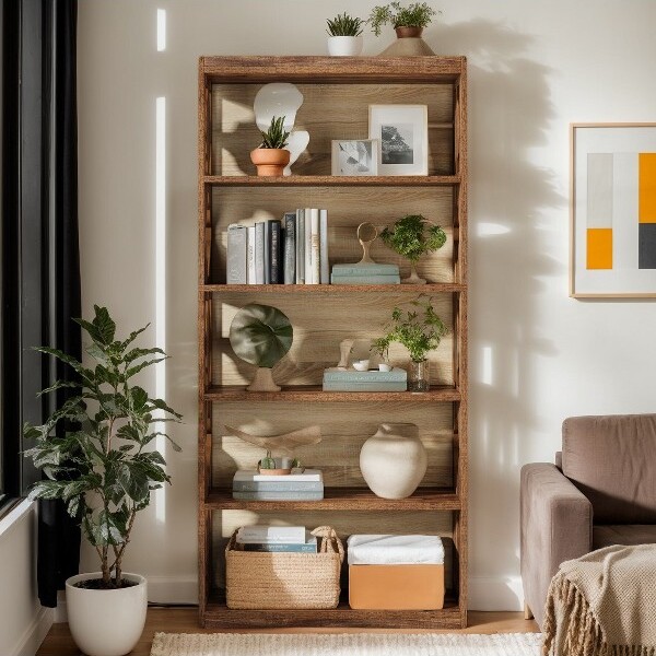 Hommoo70-InchTall6-TierBookshelfWalnut