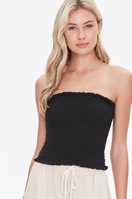 black ruffle tube top