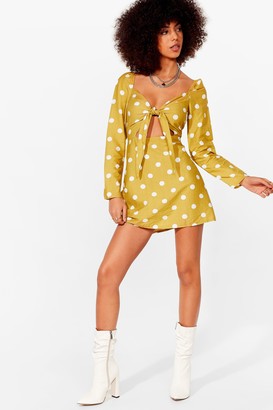 Nasty Gal Womens Polka Dot Cut-Out Tie Front Mini Dress - Yellow - 10