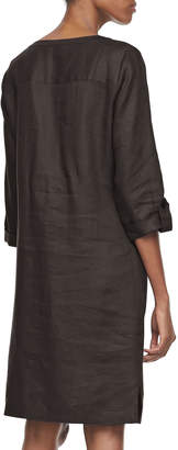 Go Silk Petite Linen Pocket-Front Shirtdress