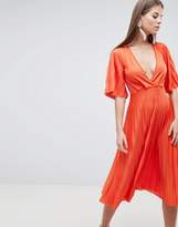 Thumbnail for your product : ASOS Design Pleated Kimono Sleeve Midi Dress