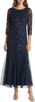 Thumbnail for your product : Pisarro Nights Illusion Sleeve Beaded A-Line Gown