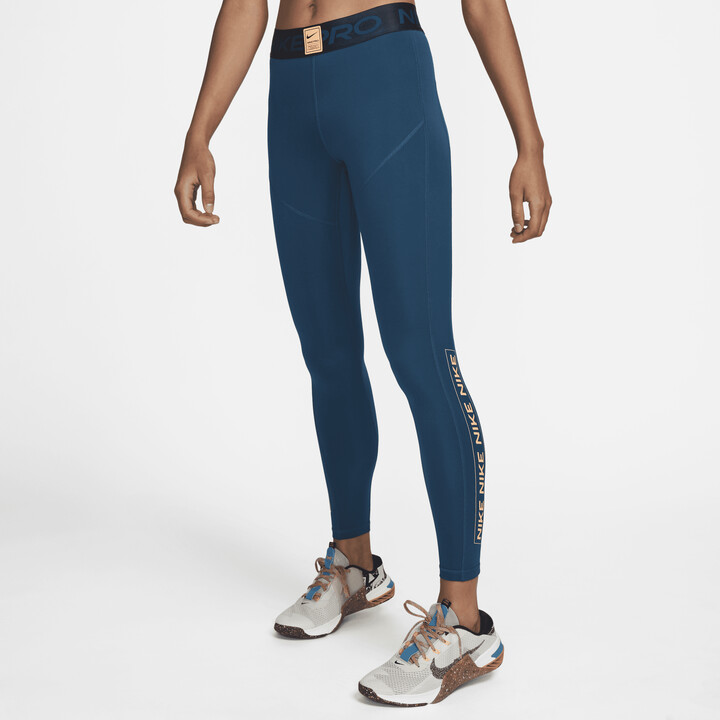 Nike Women's Pro Graphic Mid-Rise Leggings in Blue - ShopStyle Activewear  Pants